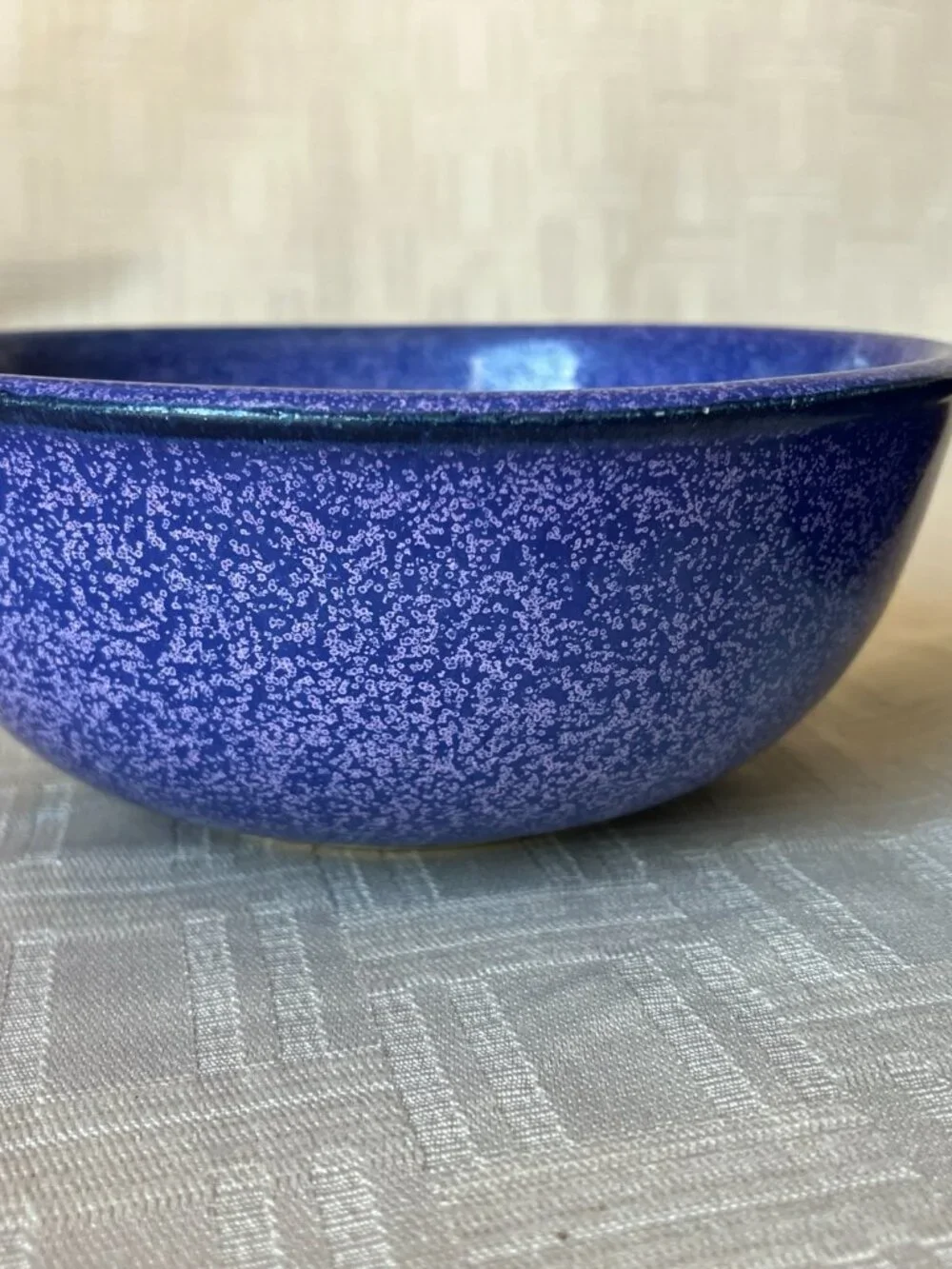 Set of 3 Studio Art Speckled Blue Violet Pottery Bowls Signed Hand Thrown Stonew